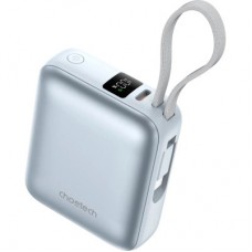 Батарея универсальная Choetech 10000mAh, 35W, PD/3.0, LED Display, buid-in type-C cabel, Blue (B832-LBE) - Фото