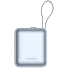 Батарея универсальная Choetech 10000mAh, 35W, PD/3.0, LED Display, buid-in type-C cabel, Blue (B832-LBE) - Фото