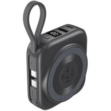 Батарея универсальная Choetech Magnetic Wireless 10000mAh, 22.5W, PD, build USB-C, Apple Watch charger (B697C-BKGY) - Фото