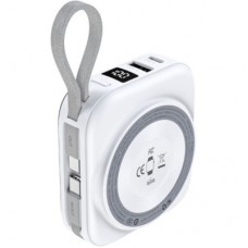 Батарея универсальная Choetech Magnetic Wireless 10000mAh, 22.5W, PD, build USB-C, Apple Watch charger (B697C-WHSL) - Фото
