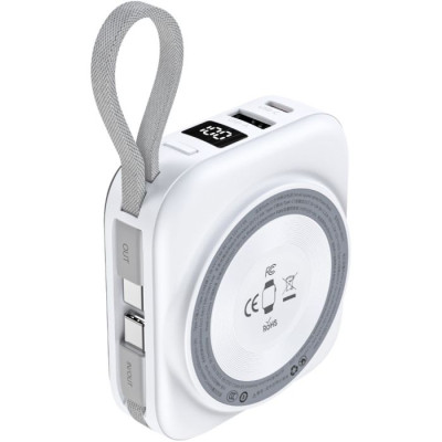 Батарея универсальная Choetech Magnetic Wireless 10000mAh, 22.5W, PD, build USB-C, Apple Watch charger (B697C-WHSL)