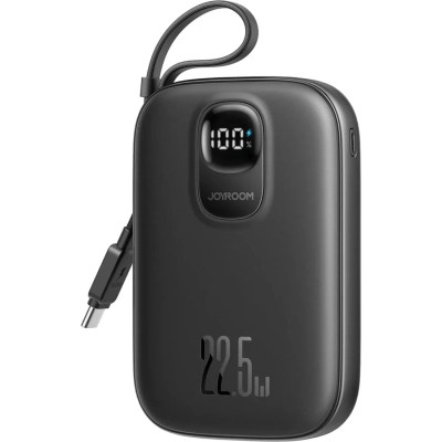 Батарея универсальная JOYROOM 10000mAh, 22.5W, PD, QC, built-in USB-C cable, Black (JR-PBF17)