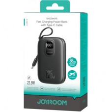 Батарея универсальная JOYROOM 10000mAh, 22.5W, PD, QC, built-in USB-C cable, Black (JR-PBF17) - Фото