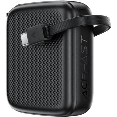 Батарея універсальна Acefast 10000 mAh, 20 W, PD, QC/3.0, build Type-C cable, M15, Black (6974316283973)