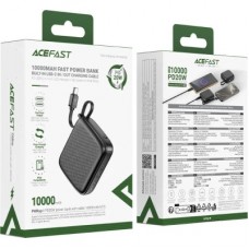 Батарея універсальна Acefast 10000 mAh, 20 W, PD, QC/3.0, build Type-C cable, M15, Black (6974316283973) Батарея універсальна Acefast 10000 mAh, 20 W, PD, QC/3.0, build Type-C cable, M15, Black (6974316283973) - Фото