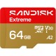Карта памяти SanDisk 64GB microSDXC C10 UHS-I U3 A2 V30 R170/W80MB/s Extreme GO (SDSQXGN-064G-GN6MN)
