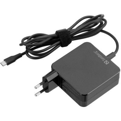 Зарядное устройство Sandberg USB-C 65W GaN built-in cable USB-C 2.0m black (135-79)
