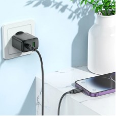 Зарядний пристрій HOCO CS23A 1xUSB-C PD30W + 1xUSB QC3.0 black (6942007609944) - Фото