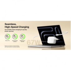 Зарядное устройство Belkin 2xUSB-C 67W GaN PD3.2 PPS + built-in cable USB-C 1.0m white (WCH022KQWH) Зарядное устройство Belkin 2xUSB-C 67W GaN PD3.2 PPS + built-in cable USB-C 1.0m white (WCH022KQWH) - Фото