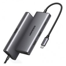 Концентратор Ugreen USB-C 7-in-1 2xUSB 3.0 + HDMI 4K30Hz + USB-C + SD/TF + PD 100W (15531) - Фото