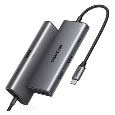 Концентратор Ugreen USB-C 7-in-1 2xUSB 3.0 + HDMI 4K30Hz + USB-C + SD/TF + PD 100W (15531)