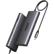 Концентратор Ugreen USB-C 2xHDMI 8K30Hz/4K60Hz + 3xUSB 3.2 + 2xUSB-C 3.2 + RJ45 + SD/TF + PD 100W (15534) - Фото