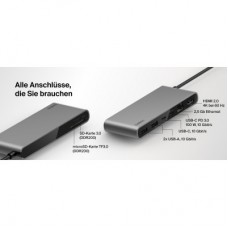 Концентратор Belkin USB-C 8-in-1 2xUSB 3.2 + 2xUSB-C PD100W + HDMI 2.0 4K60Hz + RJ45 2.5Gbps + SD/microSD (INC024HQSGY) Концентратор Belkin USB-C 8-in-1 2xUSB 3.2 + 2xUSB-C PD100W + HDMI 2.0 4K60Hz + RJ45 2.5Gbps + SD/microSD (INC024HQSGY) - Фото