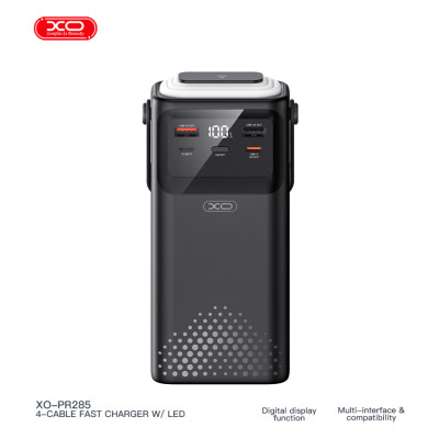 Батарея универсальная XO 30000mAh, PD/20W, QC/22,5W, Lamp, black (XO-PR285)