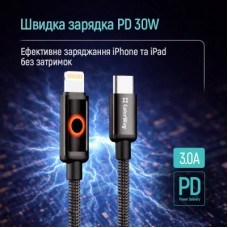 Дата кабель USB-C to Lightning 1.0m PD30W black ColorWay (CW-CBPDCL103-BK) - Фото