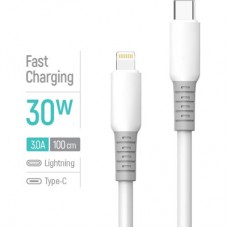 Дата кабель USB-C to Lightning 1.0m PD30W liquid silicone white ColorWay (CW-CBPDCL093-WT) - Фото