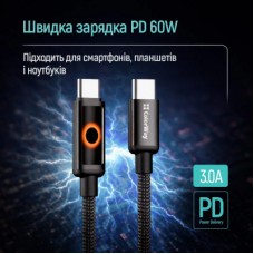 Дата кабель USB-C to USB-C 1.0m 3A PD60W black ColorWay (CW-CBPDCC103-BK) - Фото