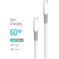 Дата кабель USB-C to USB-C 1.0m 3A PD60W liquid silicone white ColorWay (CW-CBPDCC093-WT) - Фото
