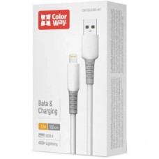 Дата кабель USB 2.0 AM to Lightning 1.0m 3A liquid silicone white ColorWay (CW-CBUL093-WT) - Фото