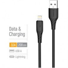 Дата кабель USB 2.0 AM to Lightning 2.0m 3A textured PVC black ColorWay (CW-CBUL095-BK) - Фото