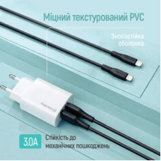 Дата кабель USB 2.0 AM to Lightning 2.0m 3A textured PVC black ColorWay (CW-CBUL095-BK) - Фото