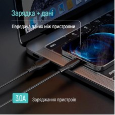 Дата кабель USB 2.0 AM to Lightning 2.0m 3A textured PVC black ColorWay (CW-CBUL095-BK) - Фото