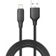 Дата кабель USB 2.0 AM to Lightning 2.0m 3A TPE embossed black ColorWay (CW-CBUL102-BK)