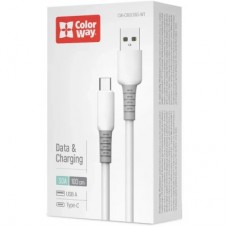 Дата кабель USB 2.0 AM to USB-C 1.0m 3A liquid silicone white ColorWay (CW-CBUC093-WT) - Фото
