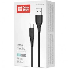 Дата кабель USB 2.0 AM to USB-C 2.0m 3A textured PVC black ColorWay (CW-CBUC095-BK) - Фото