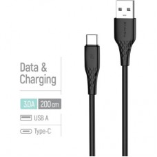 Дата кабель USB 2.0 AM to USB-C 2.0m 3A textured PVC black ColorWay (CW-CBUC095-BK) - Фото