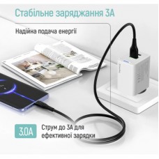 Дата кабель USB 2.0 AM to USB-C 2.0m 3A textured PVC black ColorWay (CW-CBUC095-BK) - Фото