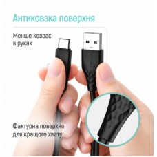 Дата кабель USB 2.0 AM to USB-C 2.0m 3A textured PVC black ColorWay (CW-CBUC095-BK) - Фото