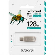 USB флешнакопичувач Wibrand 128 GB Bee Silver USB 3.2/Type-C (WI3.2TC/BE128TC039S) - Фото