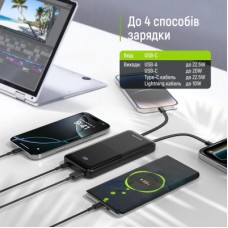 Батарея универсальная ColorWay 10 000 mAh DigiPower PD/22.5W, QC/4.0, Black (CW-PB100LP01BK) - Фото