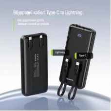 Батарея универсальная ColorWay 10 000 mAh DigiPower PD/22.5W, QC/4.0, Black (CW-PB100LP01BK) - Фото