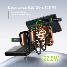 Батарея универсальная ColorWay 10 000 mAh DigiPower PD/22.5W, QC/4.0, Black (CW-PB100LP01BK) - Фото