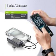 Батарея универсальная ColorWay 10 000 mAh Urban PD/22.5W, QC/4.0, Gray (CW-PB100LP03GR) - Фото