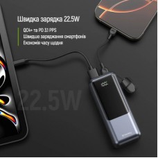 Батарея универсальная ColorWay 10 000 mAh Urban PD/22.5W, QC/4.0, Gray (CW-PB100LP03GR) - Фото