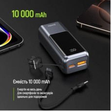 Батарея универсальная ColorWay 10 000 mAh Urban PD/22.5W, QC/4.0, Gray (CW-PB100LP03GR) - Фото
