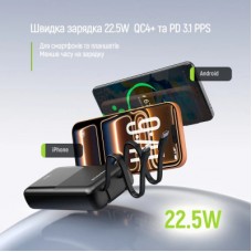 Батарея универсальная ColorWay 20 000 mAh DigiPower PD/22.5W, QC/4.0, Black (CW-PB200LP01BK) - Фото