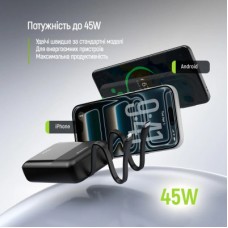 Батарея універсальна ColorWay 20 000 mAh DigiPower PD/45W, QC/4.0, Black (CW-PB200LP04BK) - Фото