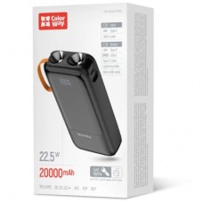 Батарея універсальна ColorWay 20 000 mAh PowerHub PD/22.5W, QC/4.0, Black (CW-PB200LP07BK) - Фото