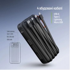 Батарея універсальна ColorWay 20 000 mAh PowerHub PD/22.5W, QC/4.0, Black (CW-PB200LP07BK) - Фото