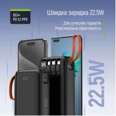 Батарея універсальна ColorWay 20 000 mAh PowerHub PD/22.5W, QC/4.0, Black (CW-PB200LP07BK) - Фото