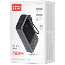 Батарея универсальная ColorWay 20 000 mAh Urban PD/22.5W, QC/4.0, Gray (CW-PB200LP03GR) - Фото