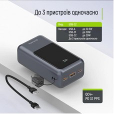 Батарея универсальная ColorWay 20 000 mAh Urban PD/22.5W, QC/4.0, Gray (CW-PB200LP03GR) - Фото