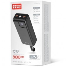 Батарея универсальная ColorWay 30 000 mAh EnergyHub PD/22.5W, QC/4.0, Black (CW-PB300LP05BK) - Фото