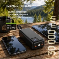 Батарея универсальная ColorWay 30 000 mAh EnergyHub PD/22.5W, QC/4.0, Black (CW-PB300LP05BK) - Фото