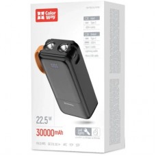 Батарея універсальна ColorWay 30 000 mAh PowerHub PD/22.5W, QC/4.0, Black (CW-PB300LP07BK) - Фото