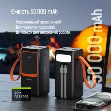 Батарея универсальная ColorWay 50 000 mAh PowerView PD/22.5W, QC/4.0, Black (CW-PB500LP02BK) - Фото